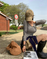 [BELLIDE MADE] パンチングストライプロンT