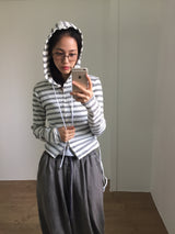 Waffle shirring hoodie (2color)