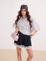 Lace Stripe Mix Slim Fit T-Shirt