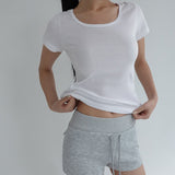 [Veroti] U-Neck Short-Sleeve T-Shirt - 4 Colors