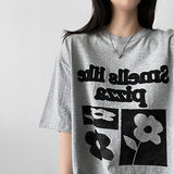 Bird Oversized Fit Flower Short Sleeve T-shirt