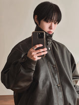 Fodeli Leather Over Padding Jacket