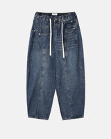 Reverse curved cut denim