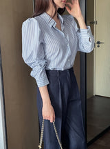 Stoney Stripe Puff Shirt Blouse