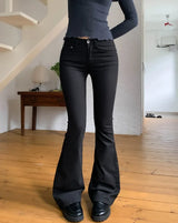 Crow Black Semi-Row Bootcut Pants