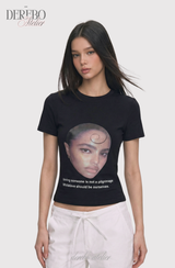 フェイスブラックスパンデックスショートスリーブTシャツ