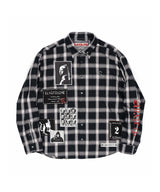 BBDアンクサイエティマルチパッチチェックシャツ(Black)