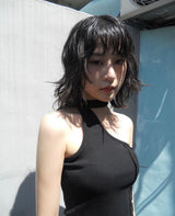 ワンショルダーマフラーレーストップ (BLACK)