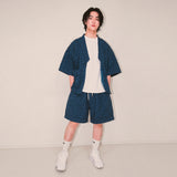 flower robe cardigan_blue