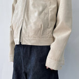 Zip Pocket Slightly Cropped Suede Jacket