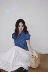 Cotton Punching Banded Waist Long Skirt