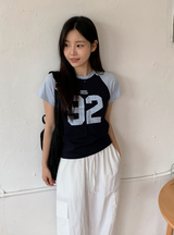 スポーティーラグランカラー半袖Tシャツ (4color)