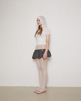 Button lace hoodie top