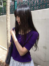 Taeyu Color Button Short Sleeve Tee