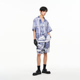 RELABEL Inverted Cowboy Digital Printing Short-Sleeve Shirt, West Coast Hip-Hop Full-Print Trendy Brand Shirt