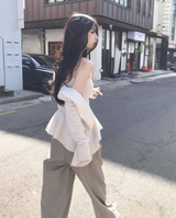 wave asymmetric flare knit cd + top set