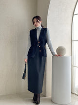 Shua Mink Smoke Peplum Knit Vest