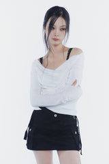 ソフトドレープオフショルダートップ white
