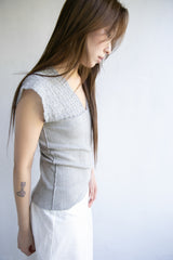 natural shoulder ribbed sleeveless top(4colors)