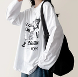 オッドビンテージプリンティドボクシー長袖Tシャツ