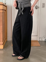 Darunel Cotton Hidden Banding Wide Pants (3color/ 2type)