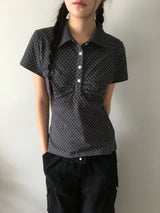 シャーリングドットカラーTシャツ (3color)