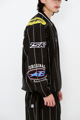 STRIPE SPORTY PULLOVER JACKET BLACK