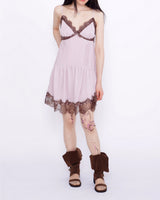 Shimmering Slip Lace Bustier Dress