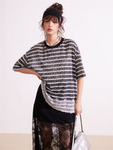 Lace Stripe Mix Slim Fit T-Shirt