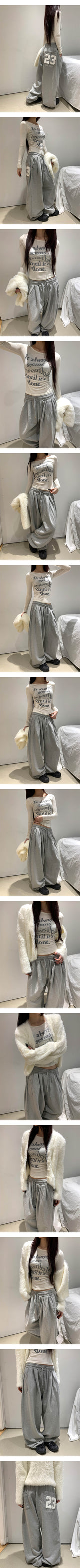 23 patch wide sweat pants(3color)