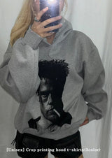 [Unisex] Crop printing hood t-shirts(3color)