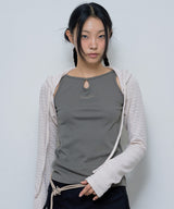 KNITTED HOOD BOLERO SET UP (BEIGE)_F24ZB073