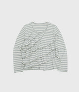 [fiebre]  フリルストライプロングスリーブTシャツ グレー