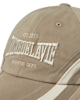 25FW THREE TONE ASYMMETRY COTTON BALL CAP BROWN