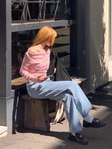 ロエルオフショルダーシャーリングTシャツ