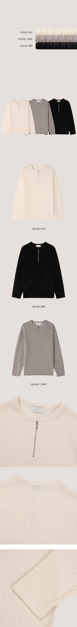 [S/S] ベルベットジッパーヘンリーネックニット (3color)
