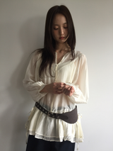 Pane see-through blouse (2color)