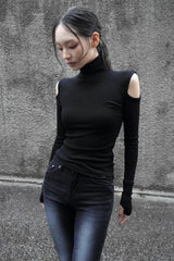 26FW★ ショルダー カットアウト ハイネック トップ