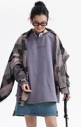 American casual retro raglan long-sleeved T-shirt for spring and autumn