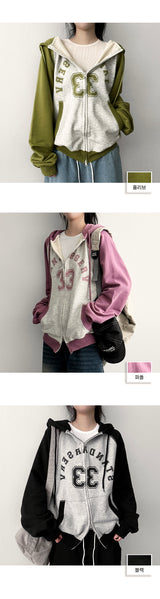 ED Two Way Coloring Raglan Hood Zip-Up