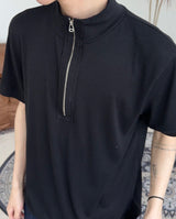 Med Low Cut Half Zip-Up Short Sleeve T-shirt