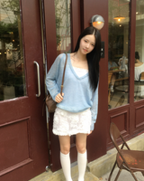 Mohair button V neck knit