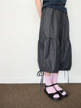 shirring bermuda denim pants