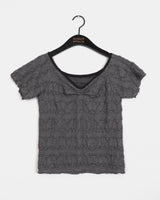 Beauting Shirred V-Neck Short-Sleeve T-Shirt