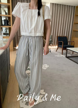 striped banding pants