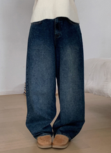 ディープブルーバルーンワイドデニムパンツ