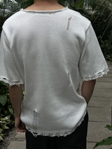 [S/S]バカンスダメージVネックハーフニット(3color)