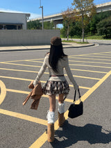 Bohemian uncut frill banding tartan check mini skirt (2 colors)