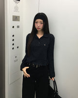 Tweety Frill Collar Polka Dot Long Sleeve T-Shirt