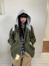 [unisex] Youinb Two-Way Shirring Hood Flight Jumper